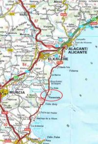 Landkarte ab Alicante
